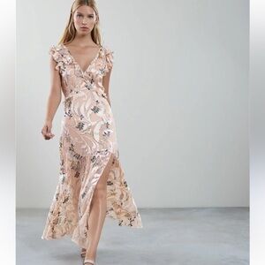 Reiss Leila Burnout Dress in Blush, Size 6.